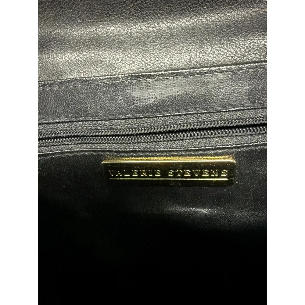 Valerie Stevens Black Croc Embossed Leather Crossbody Bag Envelope Flap Square